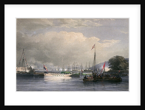 Her Majesty and Prince Albert, Proceeding in the State Barge to land at the Royal Dockyard, Devonport by Nicholas Condy