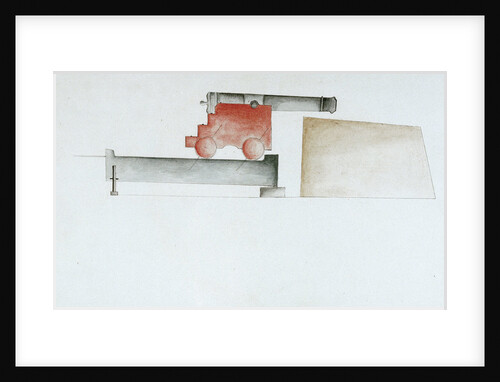 A cannon at Mortella Tower. Third illustration in Plan of Mortella Tower, St Fiorenzo Bay. Corsica, 1794 by DCF