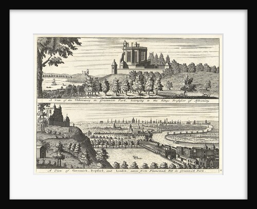 A view of the Observatory in Greenwich Park...[and] A view of Deptford and London taken from Flamsteed Hill in Greenwich Park by E. Kinhall