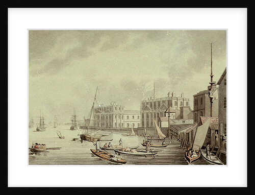 Greenwich Hospital from the NW, and boating on the River Thames by Samuel Howitt
