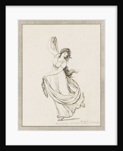 Emma, Lady Hamilton, in a classical pose, dancing and poised on her right foot by Frederick Rehberg