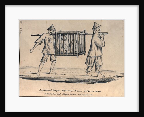 Lieutenant Douglas, Royal Navy, Prisoner of War in China. P Anstruther fecit. Ningpo Prison, 12th December 1840 by P. Anstruther
