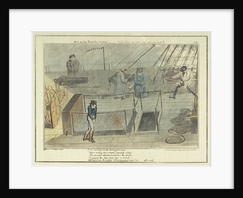 Midshipman Blockhead, Master B on the Middle Watch, cold blows the wind & the rain's coming on by George Cruikshank