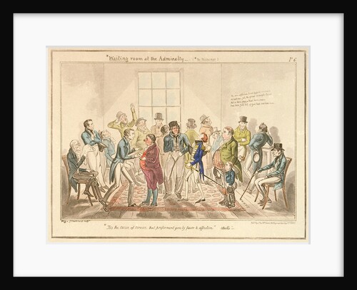 Midshipman Blockhead, Waiting room at the Admiralty by George Cruikshank