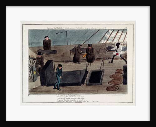 Midshipman Blockhead, Mr B on the Middle Watch, cold blows the wind & the rains coming on by George Cruikshank