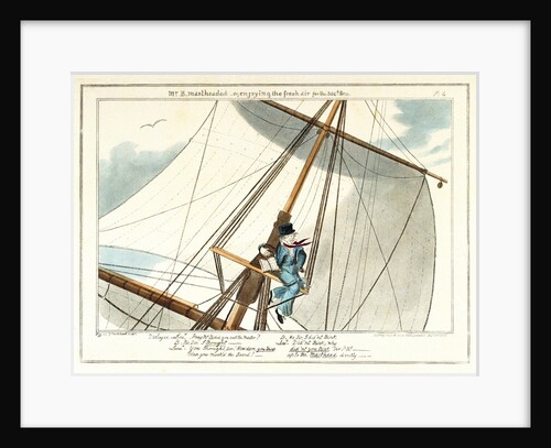 Midshipman Blockhead, Mr B, mastheaded or enjoying the fresh air for the 304th time by George Cruikshank