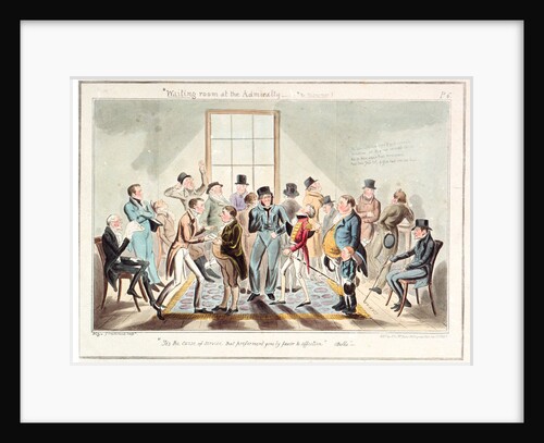 Midshipman Blockhead, waiting room at the Admiralty by George Cruikshank
