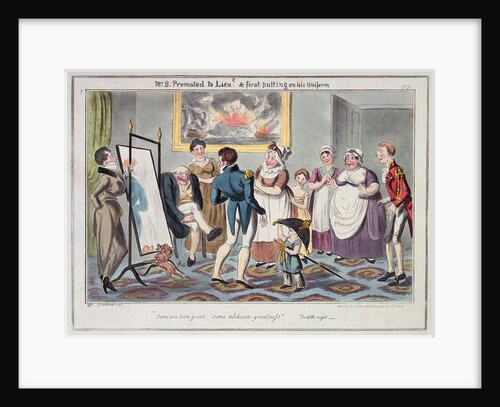 Midshipman Blockhead, Mr B Promoted to Lieut & first putting on his uniform by George Cruikshank