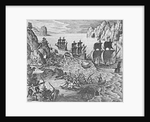 Penguin Island Nov 1599 by J. de Bry
