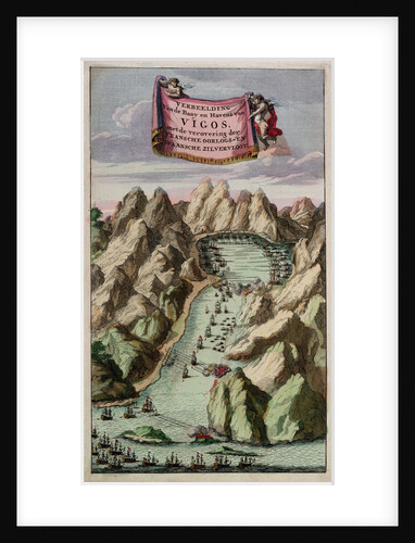 Verbeelding van de Baayen Havens van Vigos, met de verovering der Fransche oorlogs-en Spaansche zilvervloot by Unknown