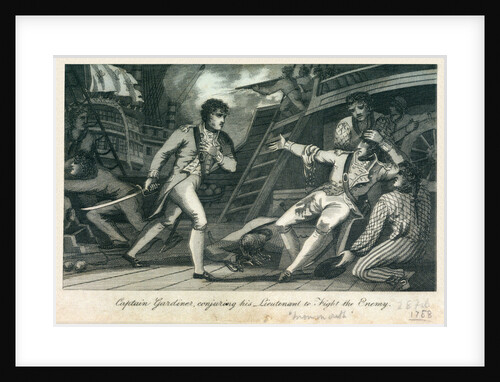Captain Gardiner, conjuring his Lieutenant to Fight the Enemy' by James Cundee