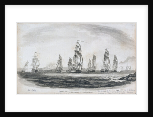 Destruction of American fleet by Sir G. Collier's squadron in Penobscot Bay, 14 August 1779 by Baily