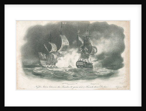 Night action between the 'Leander' 50 guns, and a French three-decker by Nicholas Pocock