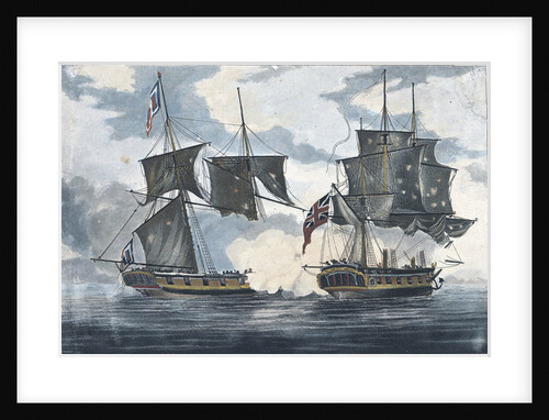The 'Antilope Packet' beating off 'Le Atalante' a French privateer in the West Indies by William Elmes