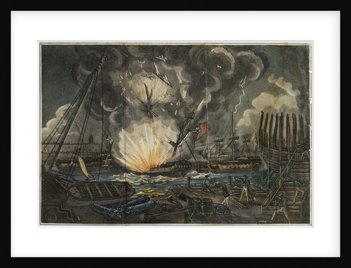 Dreadful Explosion of the Amphion frigate by Unknown