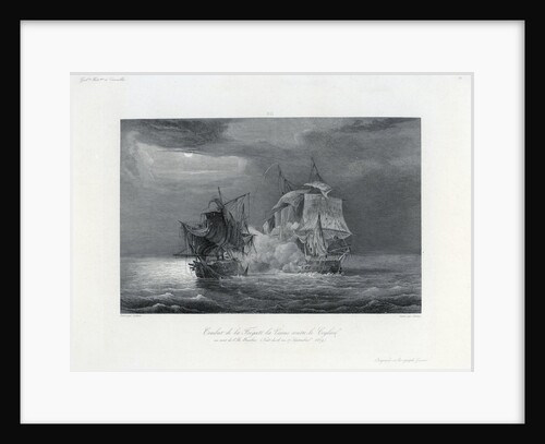 Combat de la Fregate la Venus contre le Ceylon au vent de l,  Ile Bourbon (Nuit du 16 au 17 Septembre 1809). Galrie Histque de Versailles by Gilbert