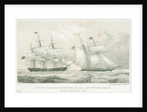 Battle between the schooner 'Rossie' and the 'Princess Amelia', 16 September 1812 by A. Weingartner