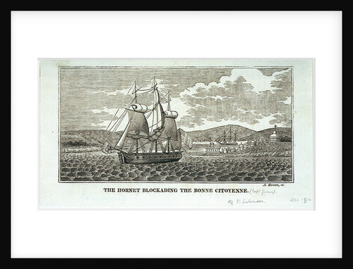 The 'Hornet' blockading the 'Bonne Citoyenne' off St Salvador, 1812 by Abel Bowen