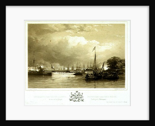 Her Majesty and Prince Albert, Proceeding in the State Barge, to land at the Royal Dock-Yard, Devonport by Nicholas Condy