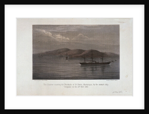 The 'Sumte'r running the blockade of St Pierre, Martinique, by the enemy's ship 'Iroquois', 23 November 1861 by A. Hoen