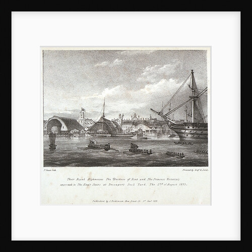 Their Royal Highnesses The Duchess of Kent and The Princess Victoria's approach to the King's stairs at Devonport Dock Yard The 2nd of August, 1833 by P Gauci