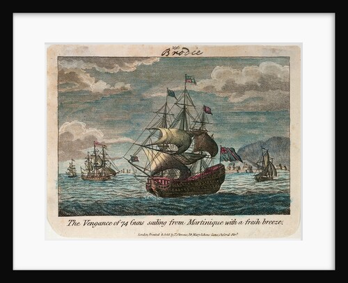 The 'Vengeance' sailing from Martinique with a fresh breeze by T. Stevens