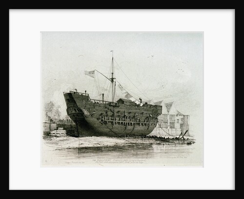 The 'Discovery' convict ship (lying at Deptford), the vessel which accompanied Captain Cook on his last voyage by Edward William Cooke