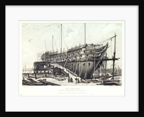The 'Nelson' on the stocks, building at Woolwich in 1814 by L. Francia