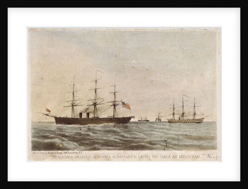 The 'Niagara', 'Valorous', 'Gordon' & 'Agamemnon' laying the cable at mid-ocean by Sarony