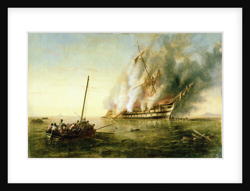 The 'Bombay' on fire 1861 by Richard Brydges Beechey