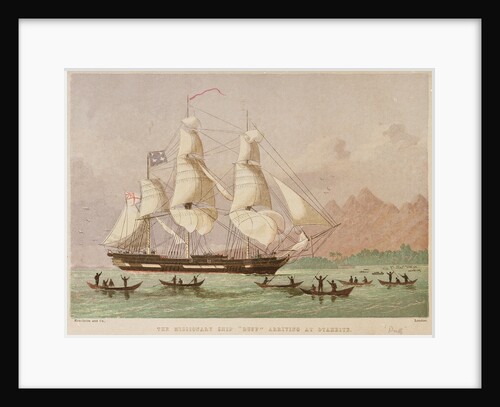 The missionary ship 'Duff' arriving at Otaheite by Kronheim & Co