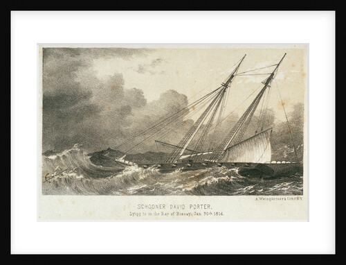 Schooner 'David Porte'r lying to in the Bay of Biscay, 30 January 1814 by A. Weingartner