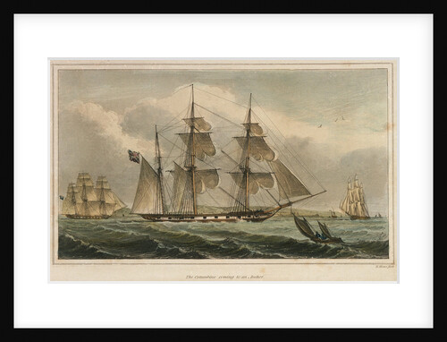The 'Columbine' coming to an anchor by Henry Moses