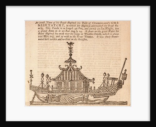 HRH the Duke of Cumberland's Chinese yacht by unknown