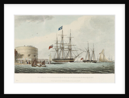 The Lightening Steamer bringing the Royal Sovereign into Portsmouth Harbour, 31 July 1827 by Henry Moses