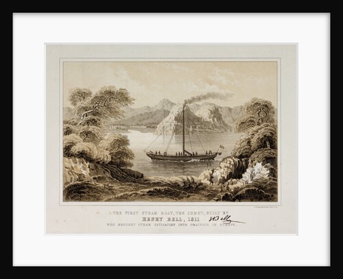 The first steam boat, the 'Comet', built by Henry Bell, 1811 who brought steam navigation into practice in Europe by Schenck