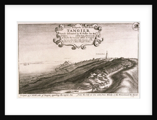 Prospect of y North side of Tangier regarding the mayne sea from the hill as you come from Whitby or the west, toward the Towne by Wenceslaus Hollar