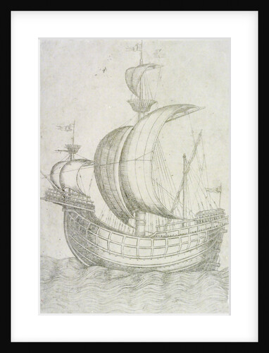 A three-masted ship under sail by Venetian School