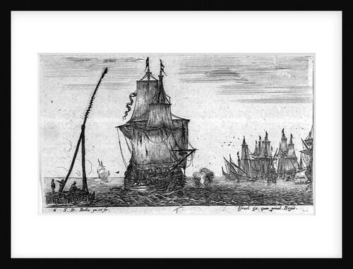 Man of war passing a beacon by Stefano Della Bella