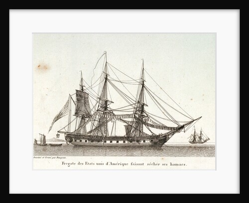 Fregate des Etats unis d' Amerique faisant secher ses hamacs. Plate 2 in Collection de Toutes les Especes de Batimens... 1ere Livraison by Baugean