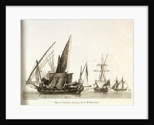 Divers Corsaires de la Mediterranee. Plate 3 in Collection de Toutes les Especes de Batimens... 1ere Livraison by Baugean