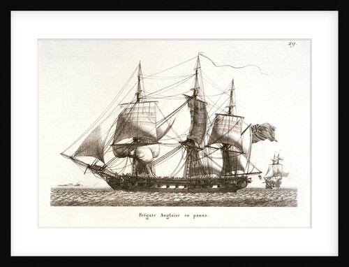 Fregate Anglaise en panne. Plate 29 in Collection de Toutes les Especes de Batimens... 3eme Livraison by Baugean