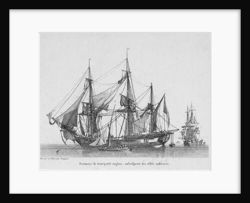 Batimens de transports anglais embarquant des effets militaires. Plate 32. in Collection de Toutes les Especes de Batimens... 3eme Livraison by Baugean