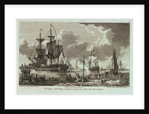 Twelve Views of His Majesty's Ships, &c. in Different Situations. A Calm, with Ships at Anchor, drying their Sails after Wet weather by unknown