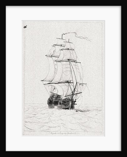 Frigate taking in studsails by Robert Pollard