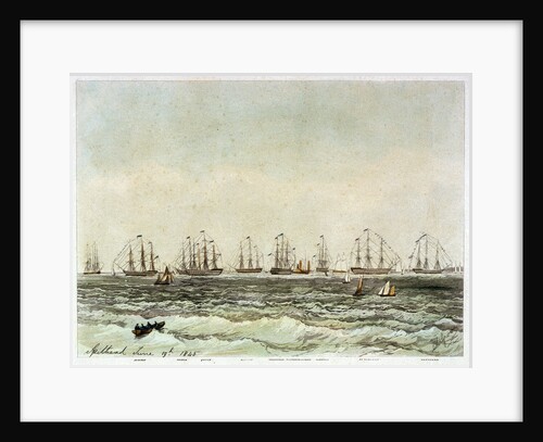 Spithead, 19 June 1845. 'Albion', 'Superb', 'Queen', 'Rodney', 'Trafalgar', 'Victoria & Albert', 'Canopus', 'St Vincent', 'Vanguard' by M. Grove