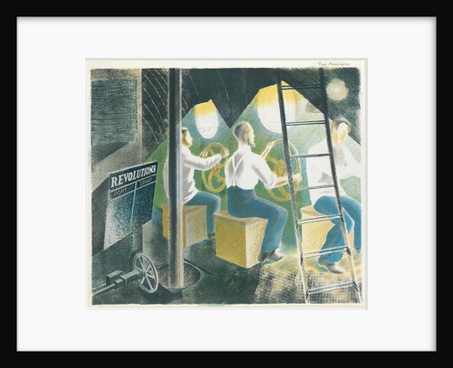 Diving controls two, three men at controls by Eric Ravilious