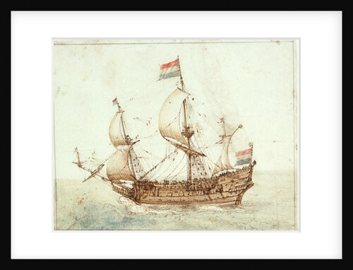 A Dutch three-masted ship under sail by Cornelis Verbeeck