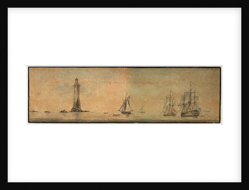 Eddystone lighthouse from the southeast, with fighting vessels by T.C. May