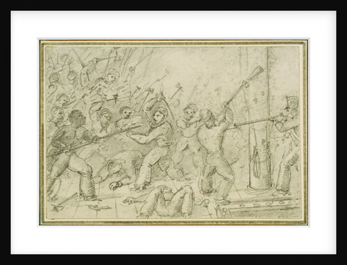 Shipboard scene of fighting on deck by unknown